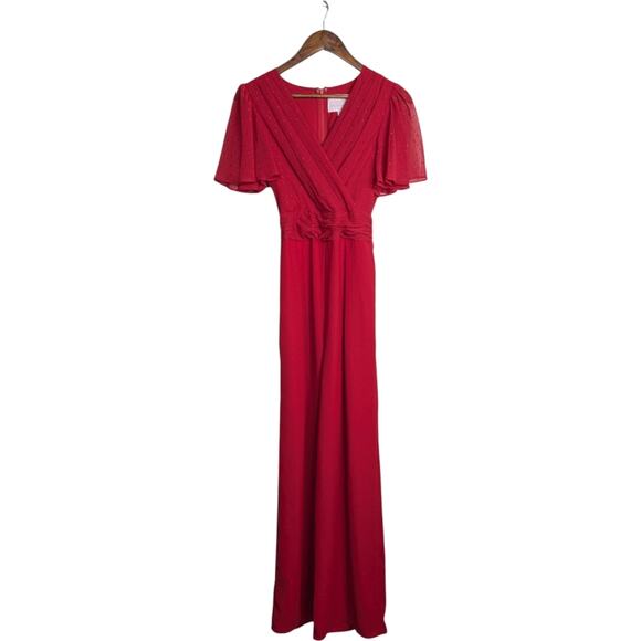 NEW Gal Meets Glam Brielle Jumpsuit 4 Red Wide Leg Holiday Christmas Wide Leg - Picture 12 of 12